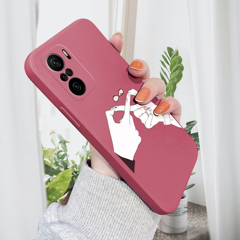 AMORVOR for Redmi K40/K40 Pro Back Cover Love Infinity Side design Soft Case Liquid Silicone Phone Cases