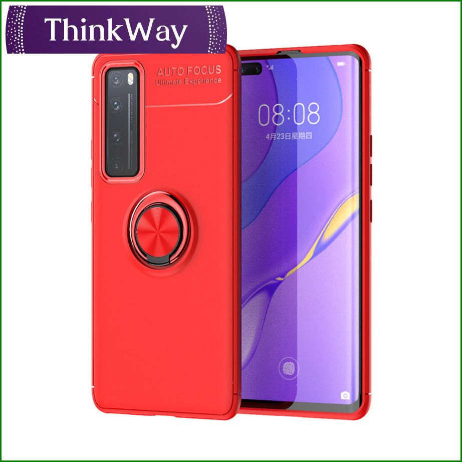 Sleek Rubberized Case with Chrome Plating Ring Stand Back Cover Case Designed For Huawei P Smart 2021/Y7A & Huawei Nova8 SE