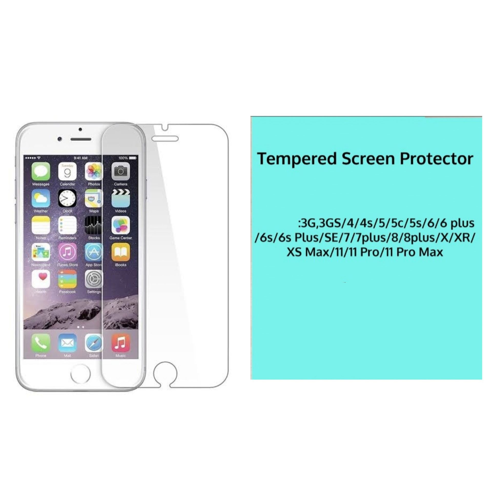 Tempered Screen Protector For All iphone ( iphone : 5/5c/5s/6/6s/6plus/7/7s/7plus/8/8plus)  clean glass