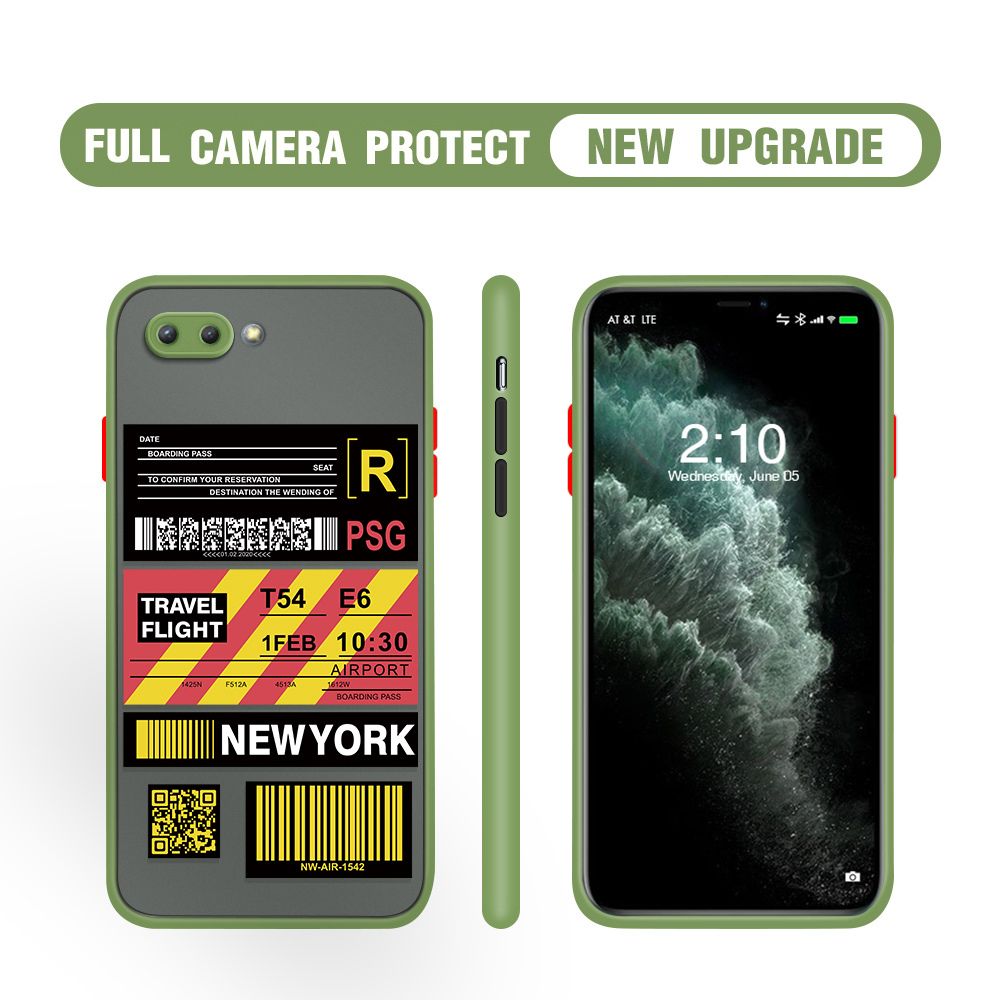 Hontinga for Redmi 6A Case Creative Flight Ticket Cover Camera Shockproof Protection Case Edge Frosted Transparent Phone Cover