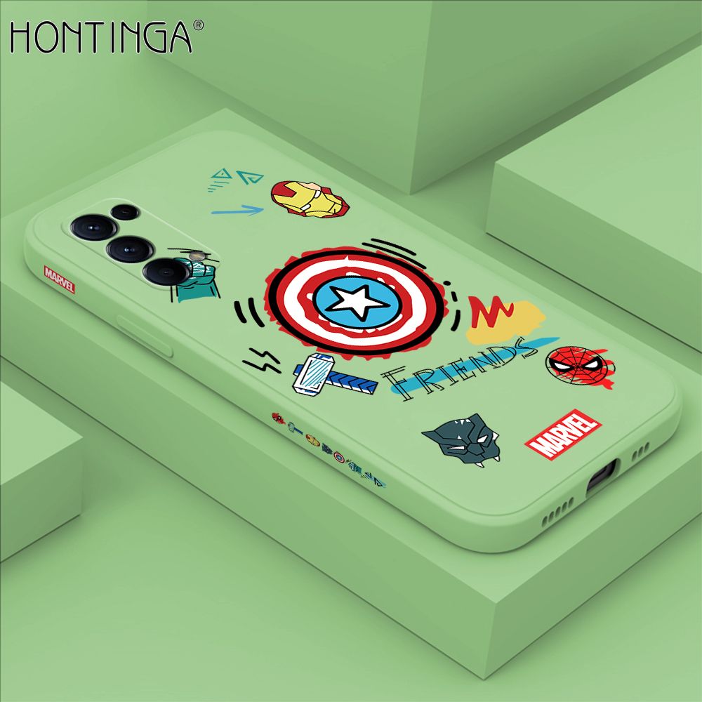 Hontinga for OPPO Reno 5 5G Case Side Design Trendy Cartoon Sign Back Cover Soft Square Edge Pattern Liquid Silicone Phone Cases