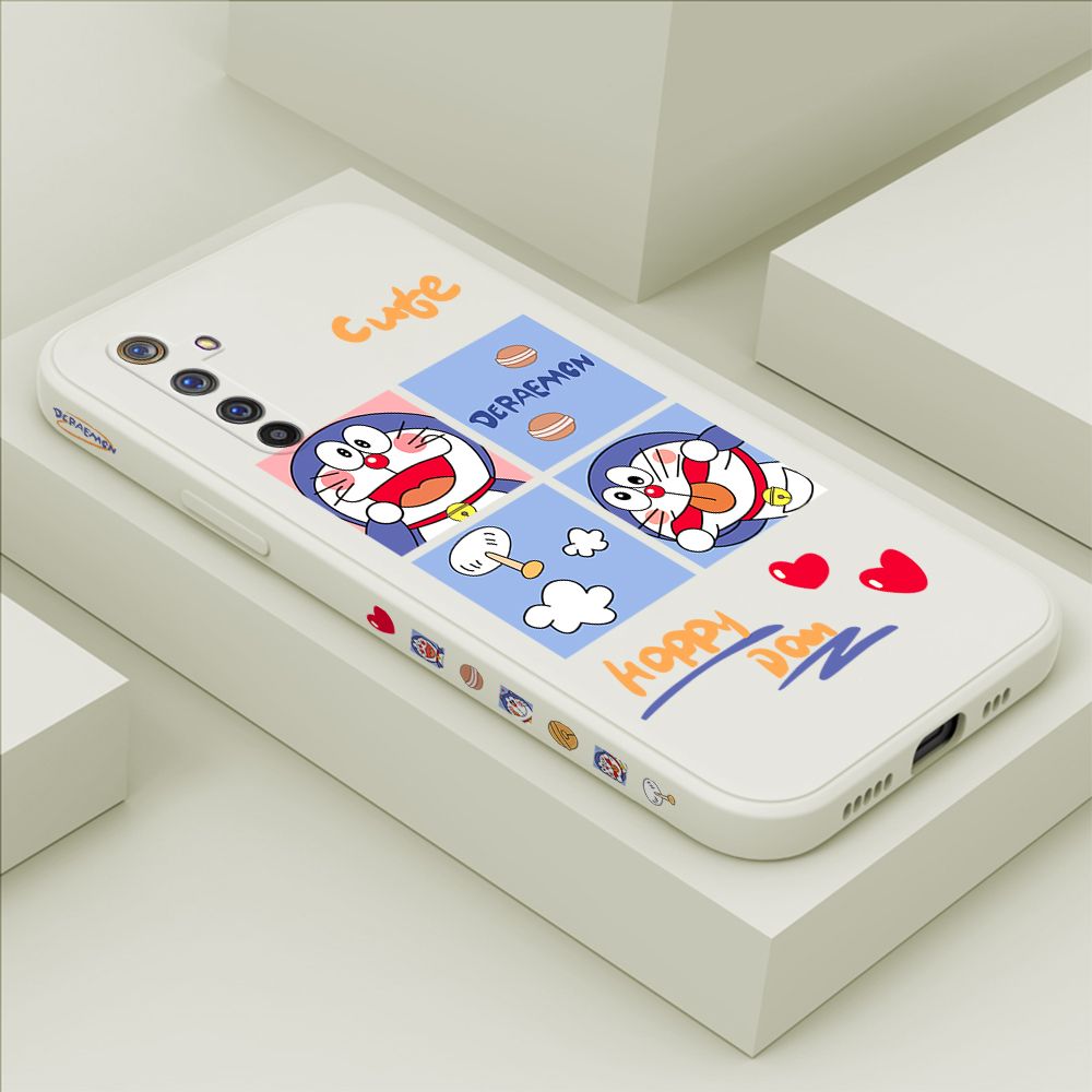 Hontinga for Realme 6 Pro Case Side Design Cartoon Cute Cat Back Cover Soft Square Edge Pattern Liquid Silicone Trend Phone Cases