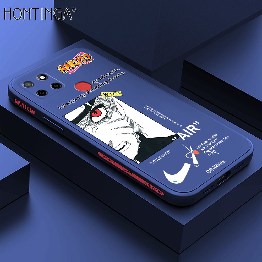 Hontinga for Realme C25 Case Side Design New Anime Naruto for Boys Back Cover Soft Square Edge Pattern Liquid Silicone Trend Phone Cases