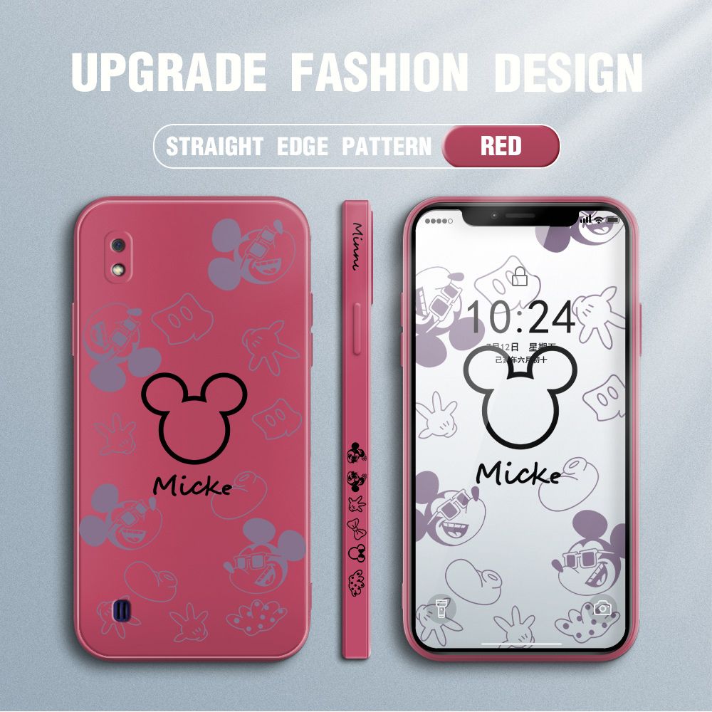 Jizetin for Samsung Galaxy A10 Case Creative Printing Pattern Side Design Phone Case Square Edge Pattern Liquid Silicone Cases Full Cover Camera Shockproof Protective Case
