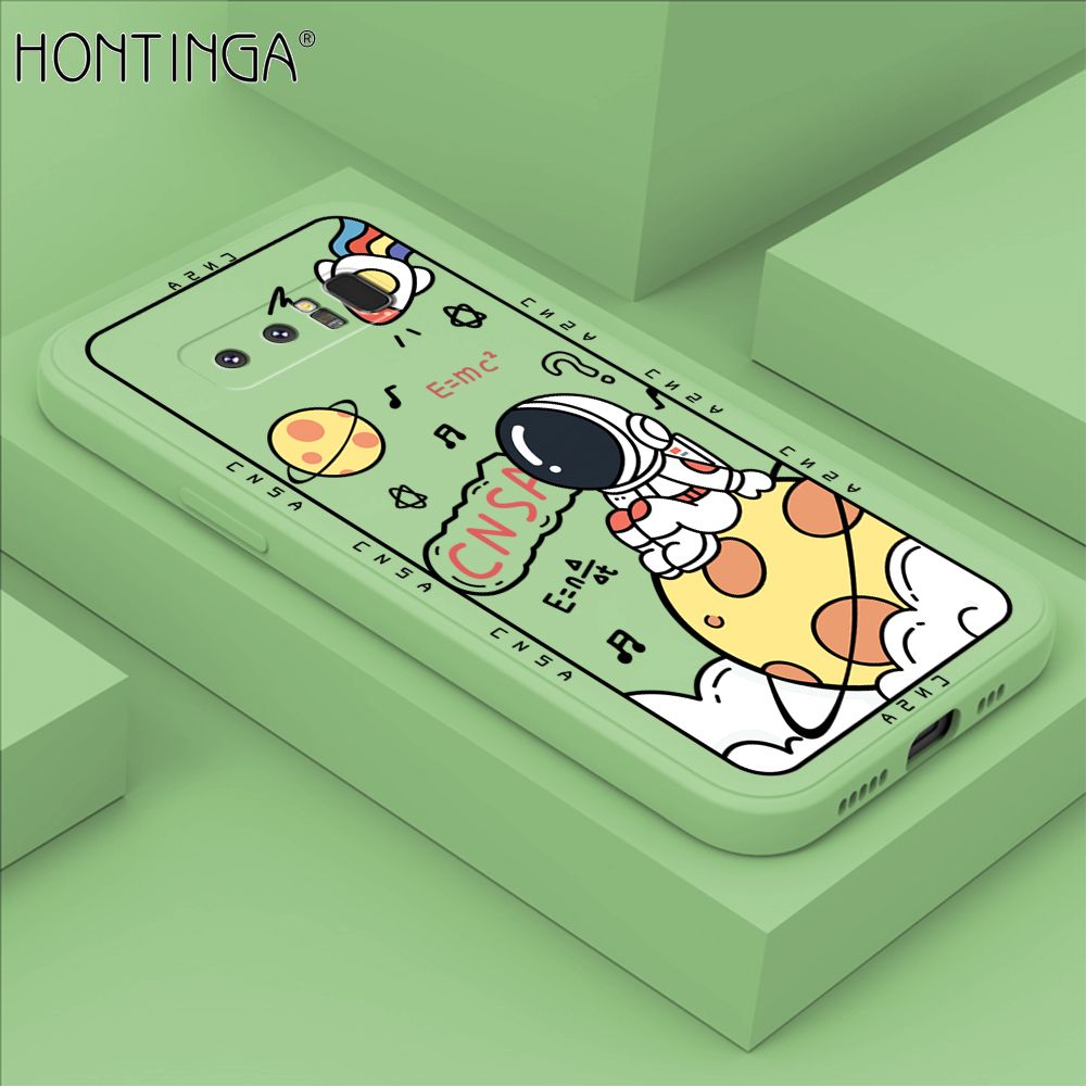 Hontinga for Samsung Note 8 Case Cartoon Astronauts Phone Case Phone Case Soft Square Edge Silicone Cases Full Lens Cover Shockproof Protection Cover