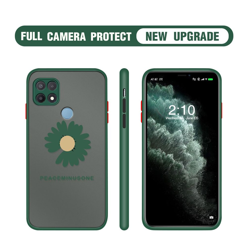 Hontinga for OPPO A15 A15S Case Daisy Flower Cover Camera Shockproof Protection Case Edge Frosted Transparent Phone Cover