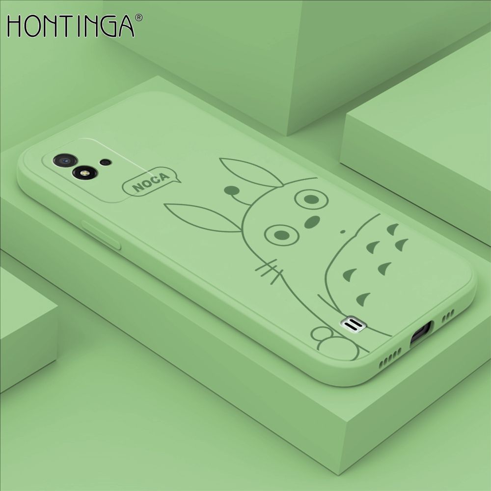 Hontinga for Realme Narzo 50I Case Cartoon Cute Totoro Pattern Back Cover Soft Square Edge Liquid Silicone Phone Cases