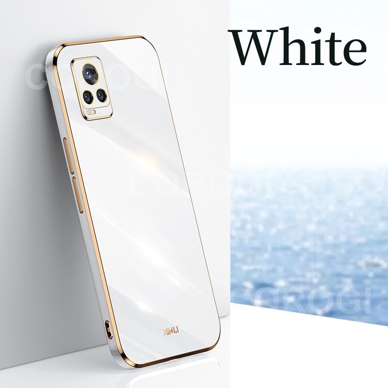 For Vivo V20 Cover Fashion Shiny Plating Square Bumper Slim Phone Case Soft TPU Silicone Shockproof Protective Back Cover