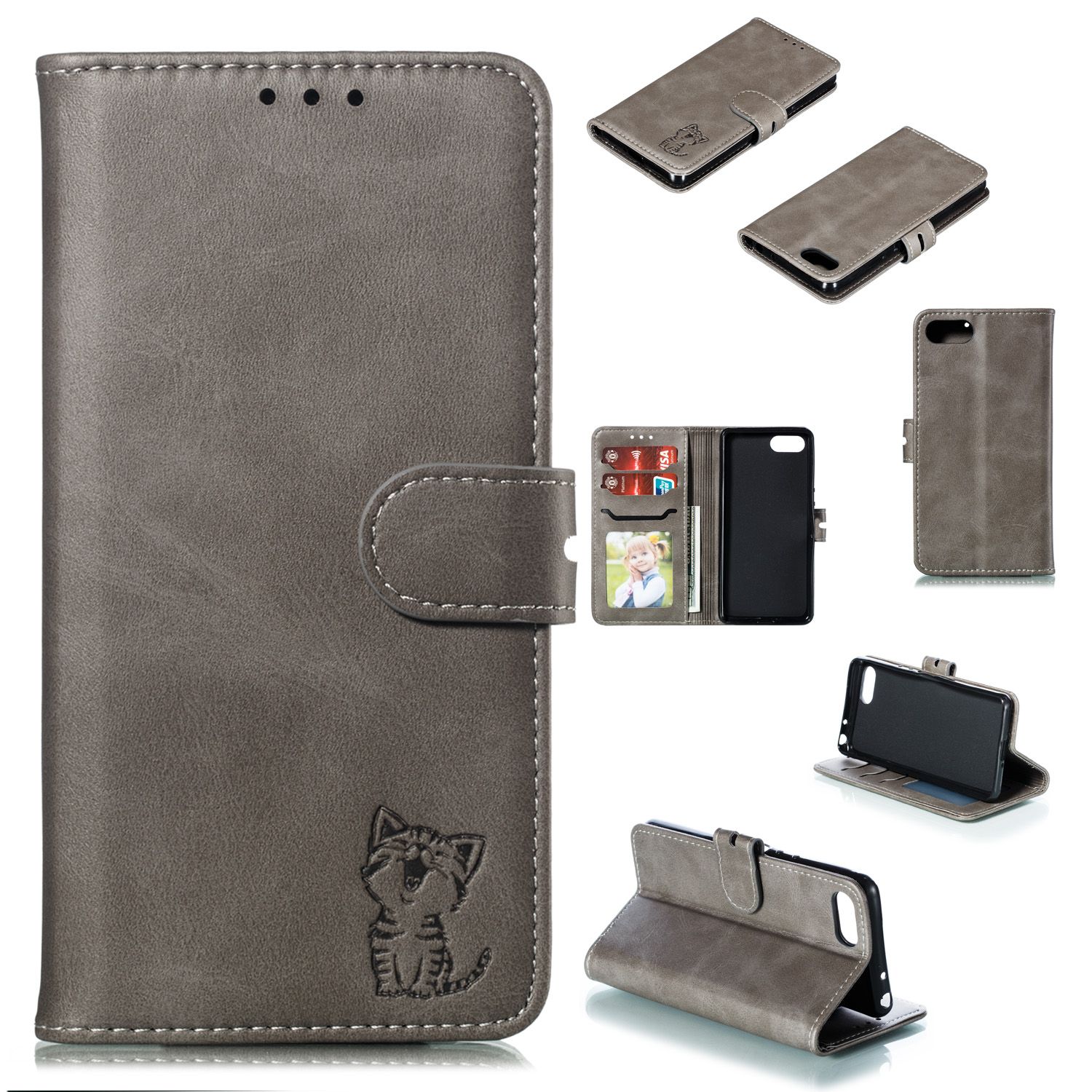 Yfashion For  XZ4 Compact Wallet-ype Cute Cartoon Embossed Happy  PU Leather Protective Phone Case with Buckle & Bracket