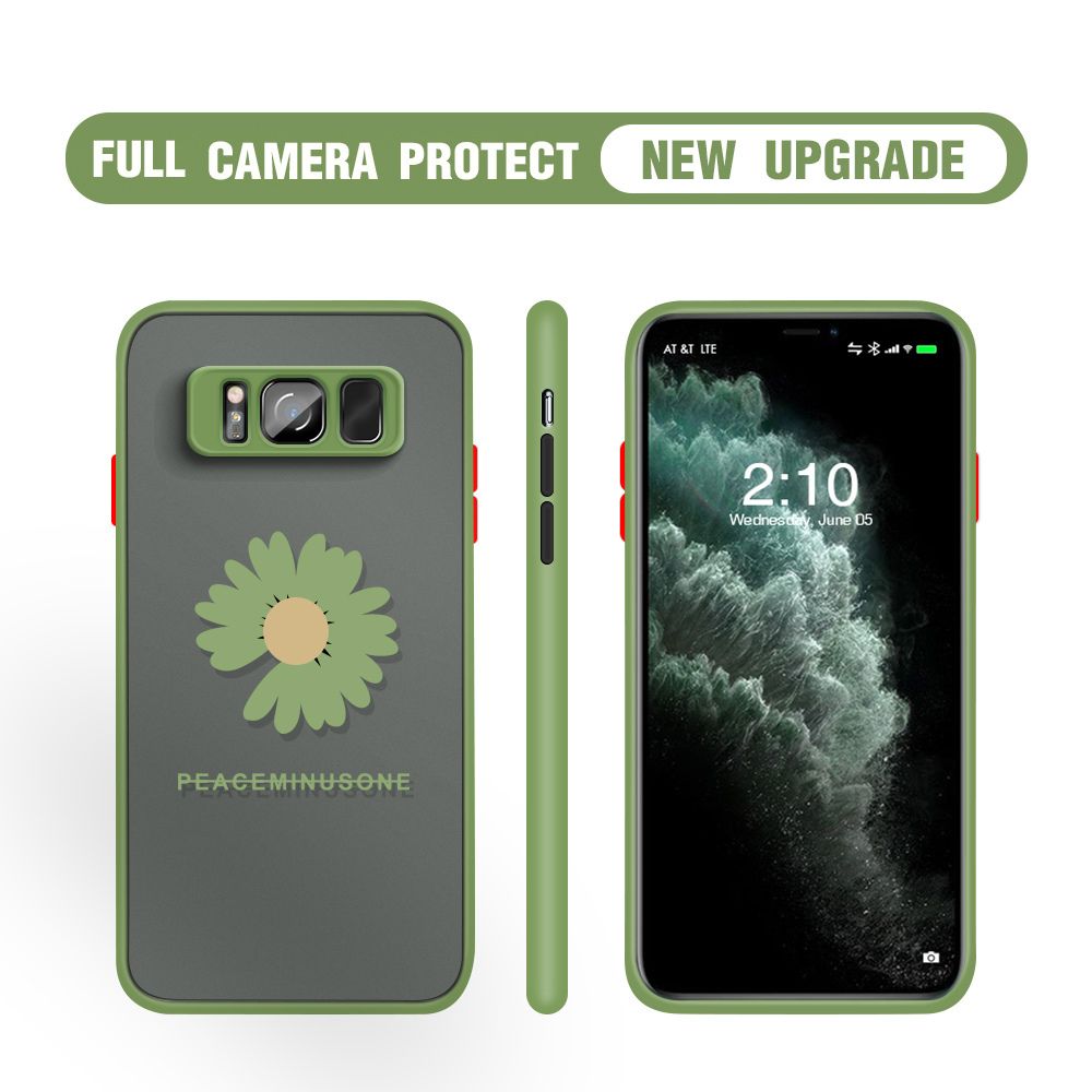 Hontinga for Samsung S8 Plus Case Daisy Flower Cover Camera Shockproof Protection Case Edge Frosted Transparent Phone Cover