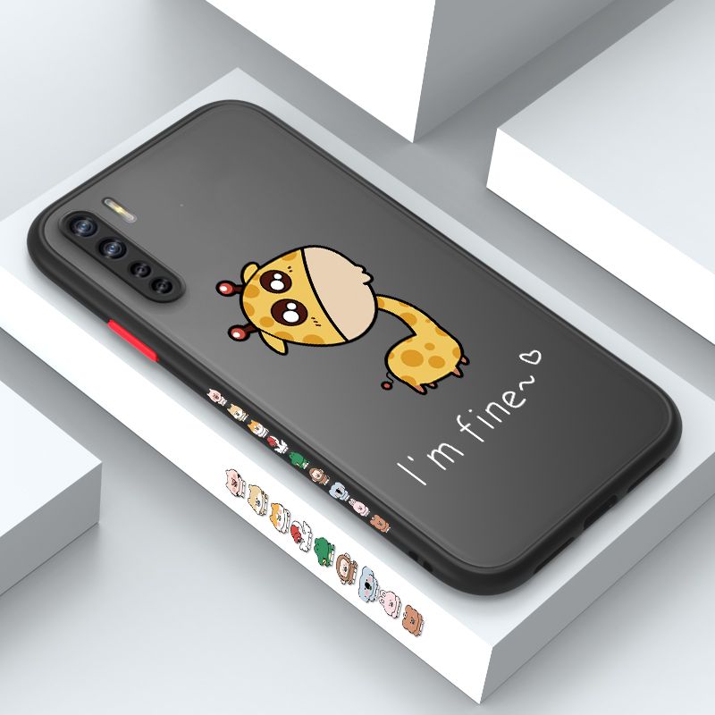 ZeroQiQi for OPPO A91 Case Cute Funny Giraffe Side Printing Cover Frosted Ultra Thin Protective Anti Fall Phone Case