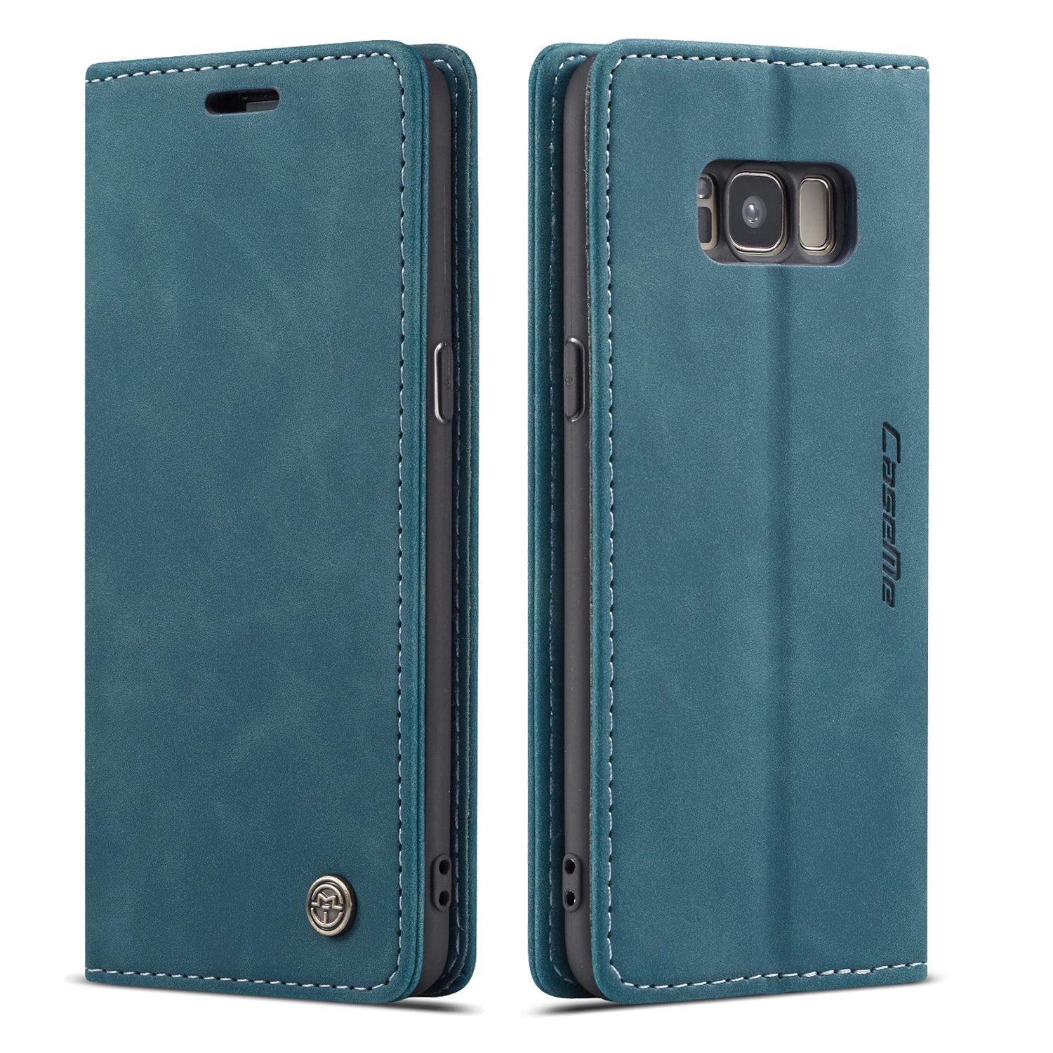 For Samsung Galaxy S8 Retro PU Leather TPU Inner Wallet Case Card Slots Magnetic Closure Flip Stand Casing Cover