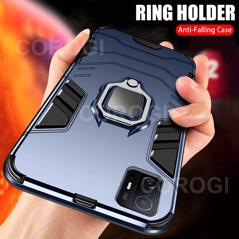 For Xiaomi 11T / 11T Pro 5G Cover Military Grade Shockproof Armor Phone Case Metal Ring Stand Holder Magnetic Car Mount Hard Protective Back Cover