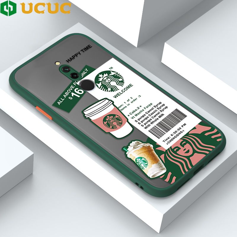 UCUC for Redmi 8 Back Cover Fashion Sticker Frosted Transparent Hard Phone Case Thin Shockproof Full Cover Camera Protect Case