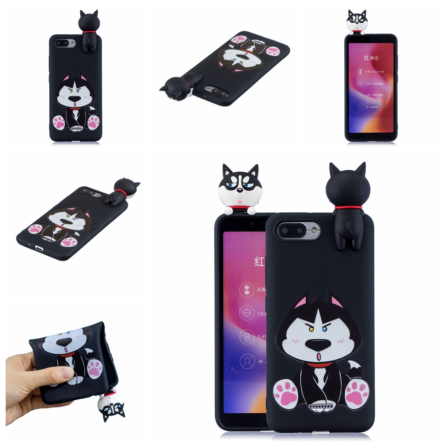 Yfashion For Redmi 6A 3D Cute Coloured Painted l PU Anti-scratch Non-slip Protective Cover Back Case