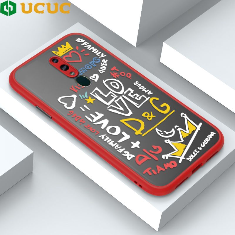 UCUC for OPPO F11 Back Cover LOVE Graffiti Frosted Transparent Hard Phone Case Thin Shockproof Full Cover Camera Protect Case
