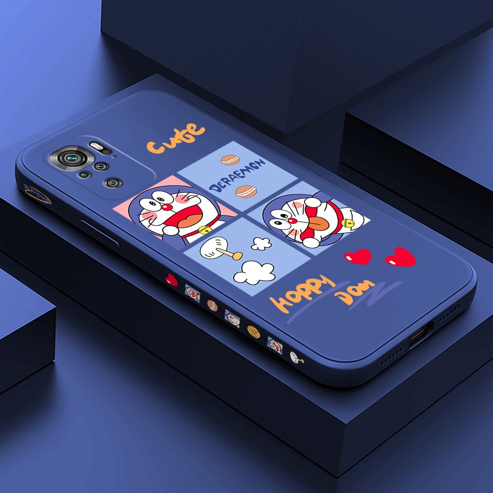 Hontinga for Redmi Note 10 4G Case Side Design Cartoon Cute Cat Back Cover Soft Square Edge Pattern Liquid Silicone Trend Phone Cases