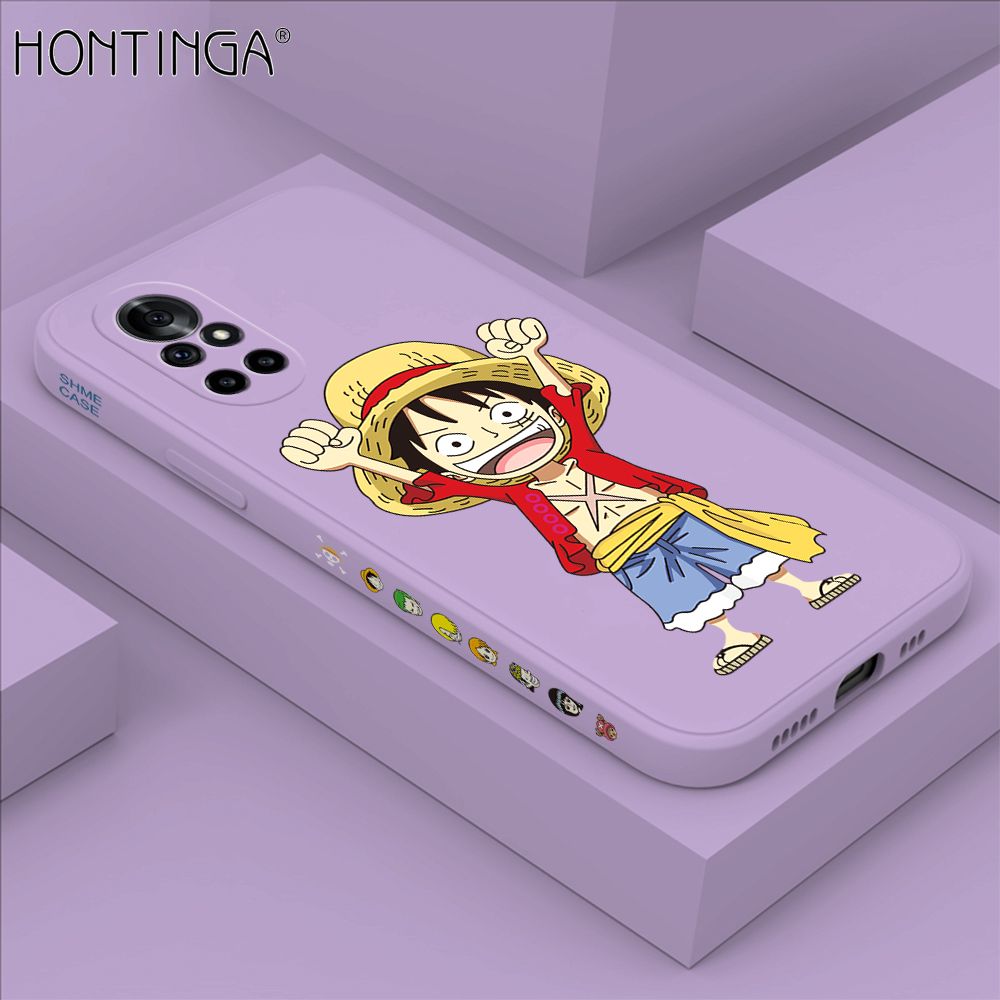 Hontinga for Huawei Nova 8 Pro Case Side Design Anime Cartoon Luffy Back Cover Soft Square Edge Pattern Liquid Silicone Trend Phone Cases