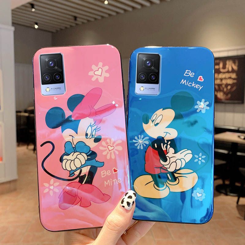 For Vivo V21E Case Cute Mickey and Minnie cases Soft Silicone for Vivo V21E Back Cover