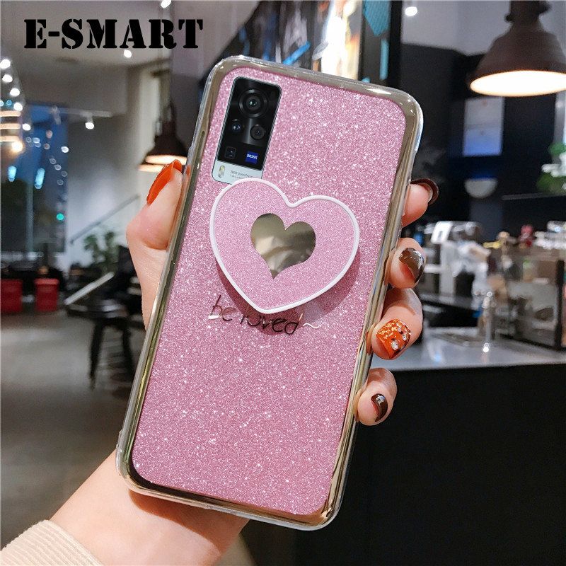Phone case Vivo X60 Pro Back Cover Fashion Couple Cases Bling Gold Glitter Loved Bracket Holder Stand Ring Soft Protector Cover Vivo X60 Pro case