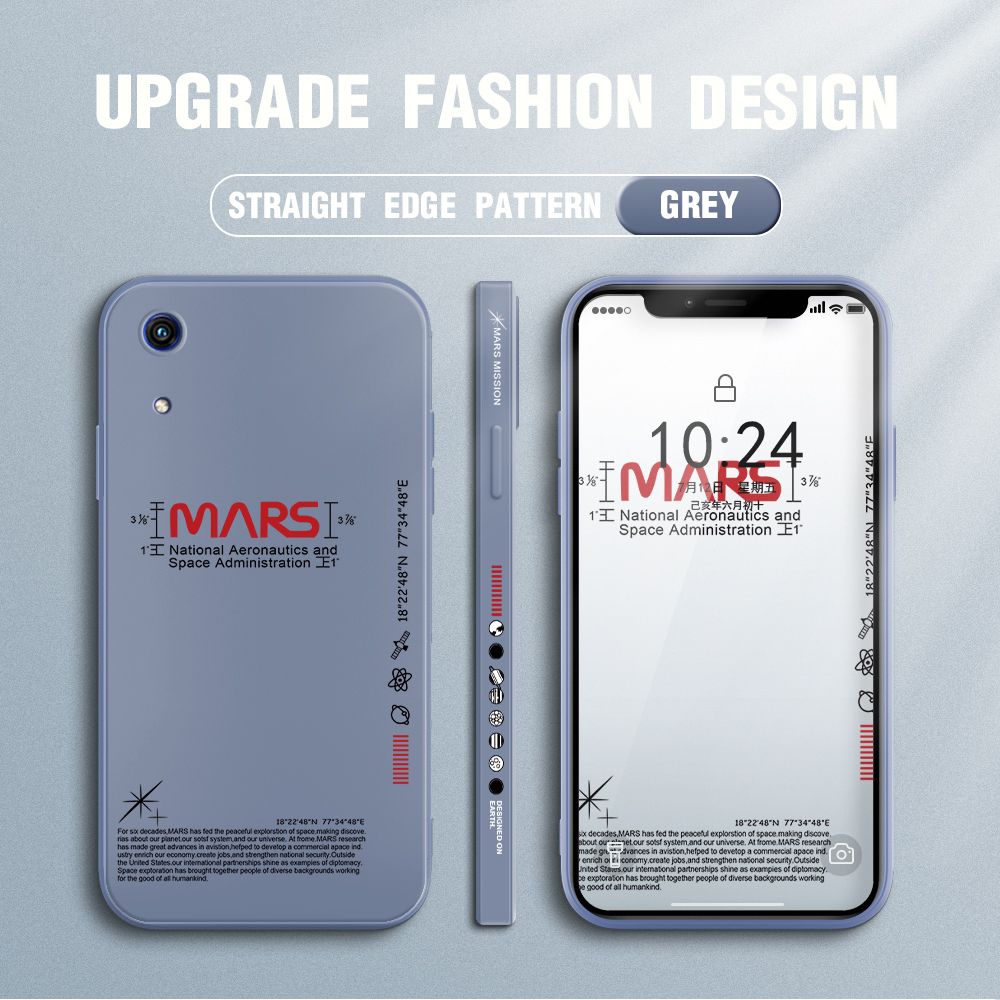 Jizetin for Huawei Y6 Pro 2019 Case New NASA Design Side Design Phone Case Square Edge Pattern Liquid Silicone Cases Full Cover Camera Soft Protection Case