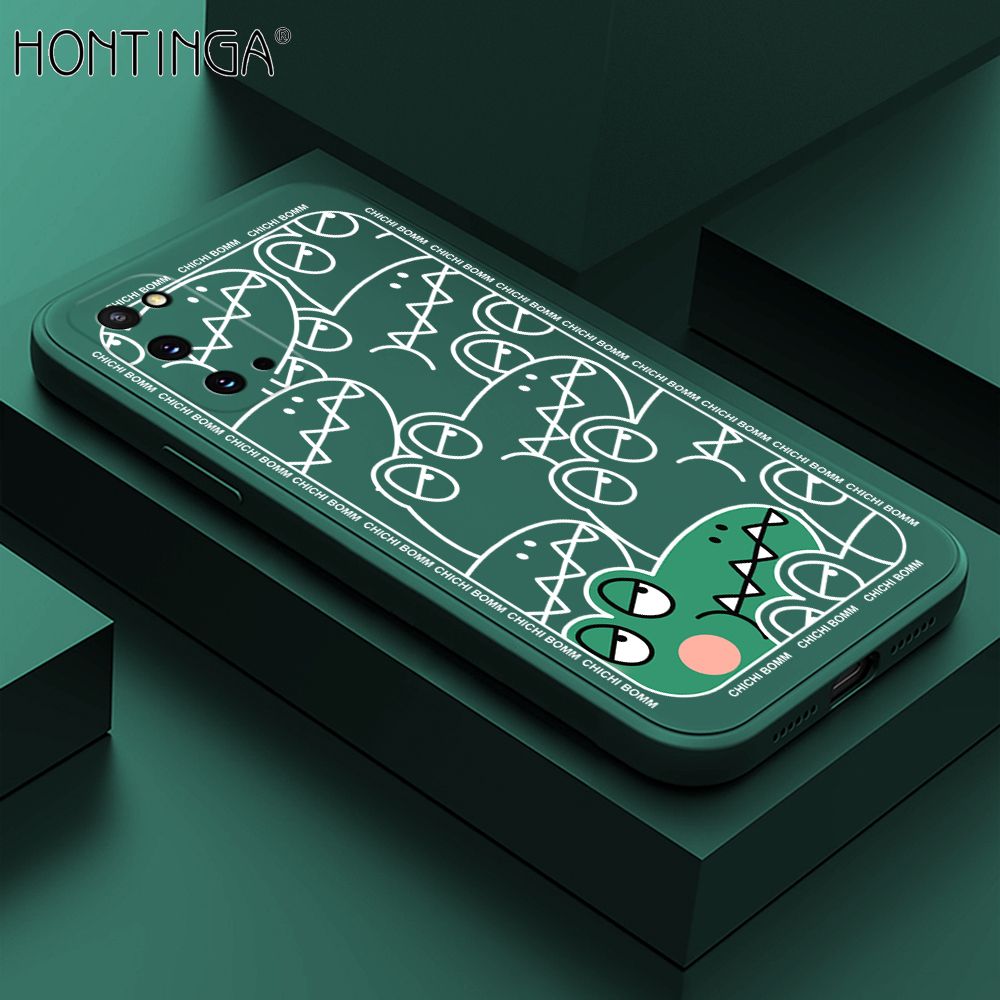 Hontinga for Samsung S20 Case Cartoon Crocodile Alligator Phone Case Phone Case Soft Square Edge Silicone Cases Full Lens Cover Shockproof Protection Cover