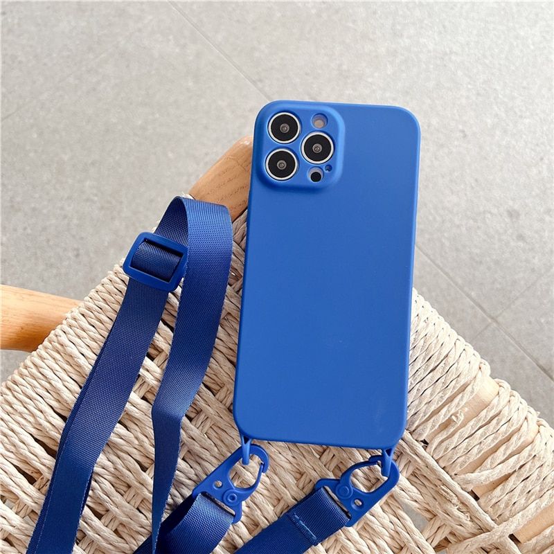 Luxury Crossbody Lanyard Necklace Soft Silicone Case For iPhone 13 11 12 Pro Max Mini XS XR X 7 8 Plus SE Carry Cord Strap Cover