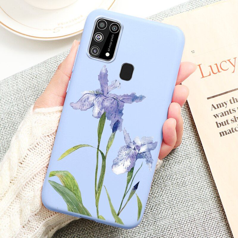 Flower Case For Samsung M31 6.4\" Soft Silicone TPU Back Cover For Samsung Galaxy M31 M 31 SM-M315F M315 Phone Shell Bumper Funda