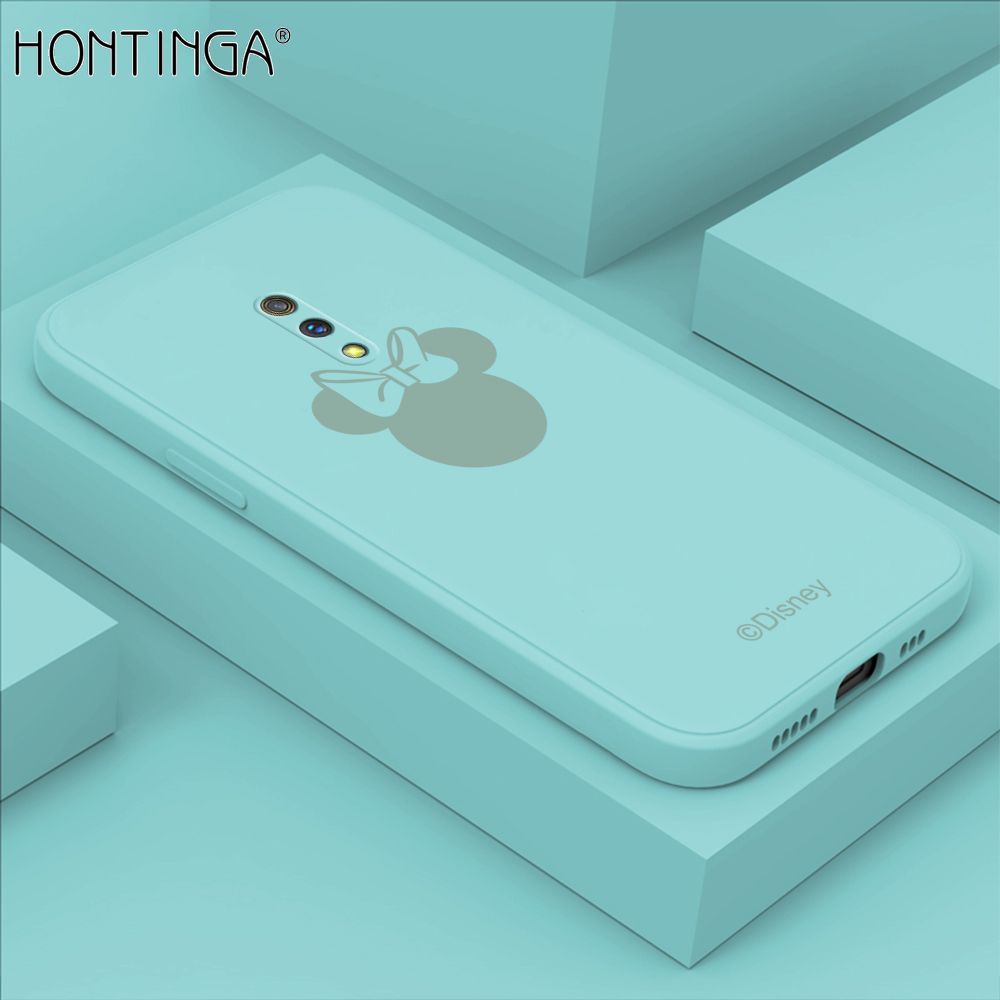 Hontinga for Realme X Case Cartoon Mouse Phone Case Soft Square Edge Silicone Cases Full Lens Cover Shockproof Protection Cover