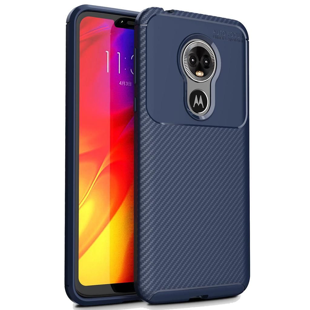 For Motorola Moto E6 Case Soft Back Cover Anti-knock TPU Bumper Carbon Fiber Phone Case