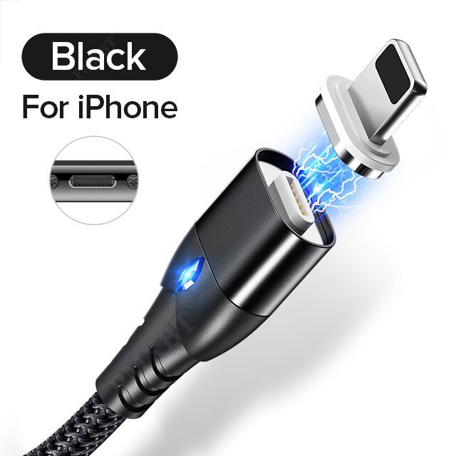 LED Magnetic Type C Micro USB Cable 3A Fast Charging Magnet Data Cord For iPhone Huawei Mobile Phone Charger Cable Quick Charge