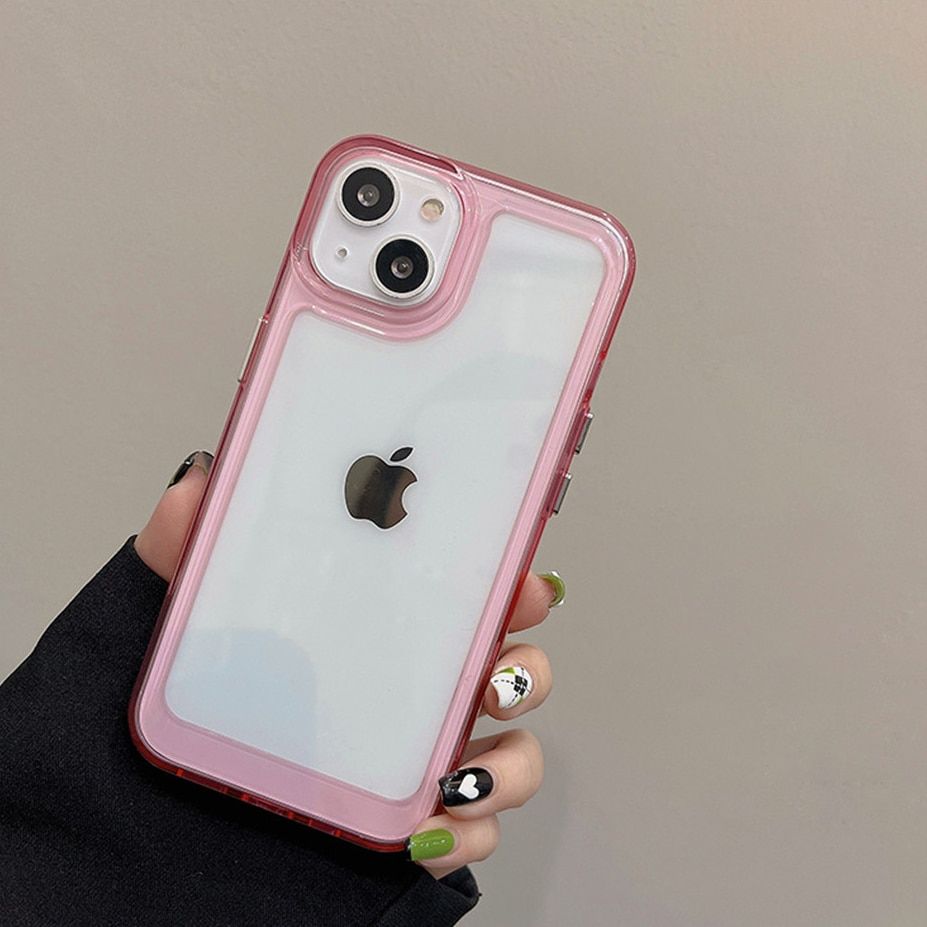 HD Clear Acrylic Case For iPhone 13 12 11 Pro Max XR X XS 6 7 8 Plus SE Mini Luxury Shockproof Jelly Color Soft Frame Hard Cover
