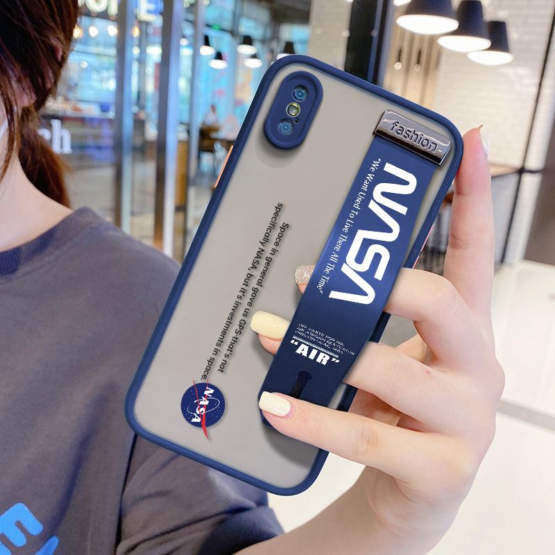 UCUC for iPhone XS MAX Wrist Strap Case Popular NASA Wristband Printing Cover Shockproof Frosted Phone Case
