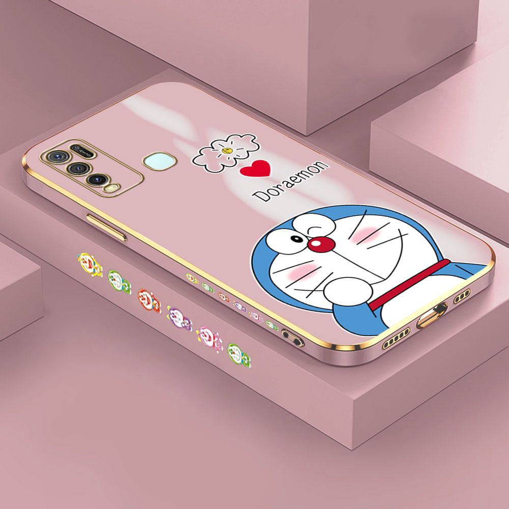 Jizetin (Free Lanyard) Vivo Y50 Y30 Y30i Case Cute Jingle Cat Luxury 6D Plating Soft Casing Silicone Ultra Thin Phone Cover