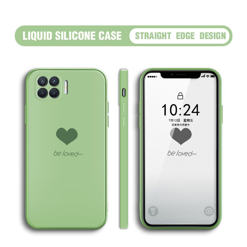 Jizetin for OPPO F17 Pro / A93 2020 / Reno4 F Back Cover Little Love Multicolor Liquid Silicone Phone Case Soft Square Lens Protection Phone Cases