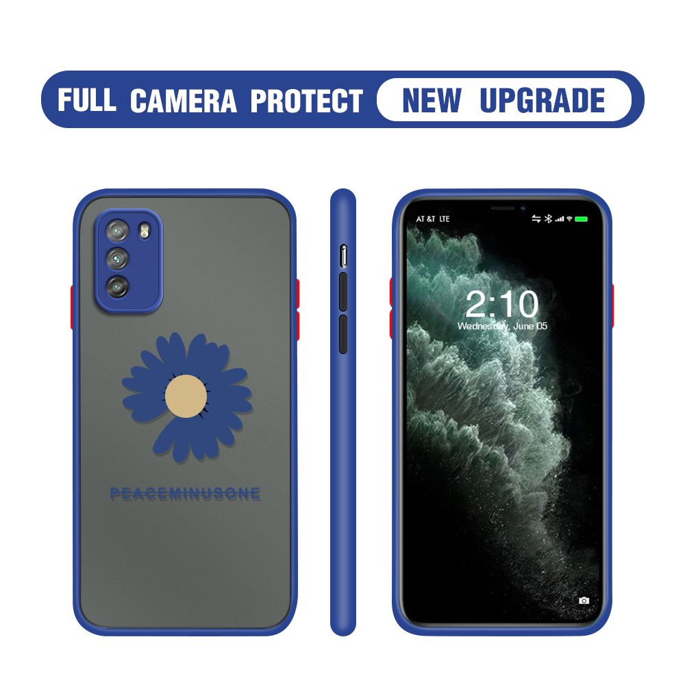 Hontinga for Xiaomi POCO M3 Case Daisy Flower Cover Camera Shockproof Protection Case Edge Frosted Transparent Phone Cover