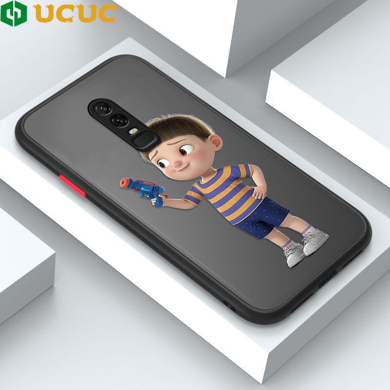 UCUC for OnePlus 6 Back Cover Naughty Little boy Frosted Transparent Hard Phone Case Thin Shockproof Full Cover Camera Protect Case