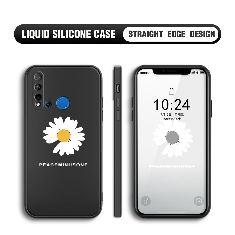 Jizetin for Huawei Nova 5i / P20 Lite 2019 Back Cover Fashion Style Daisy Pattern Design Liquid Silicone Phone Case Soft Full Camera Protect Phone Cases