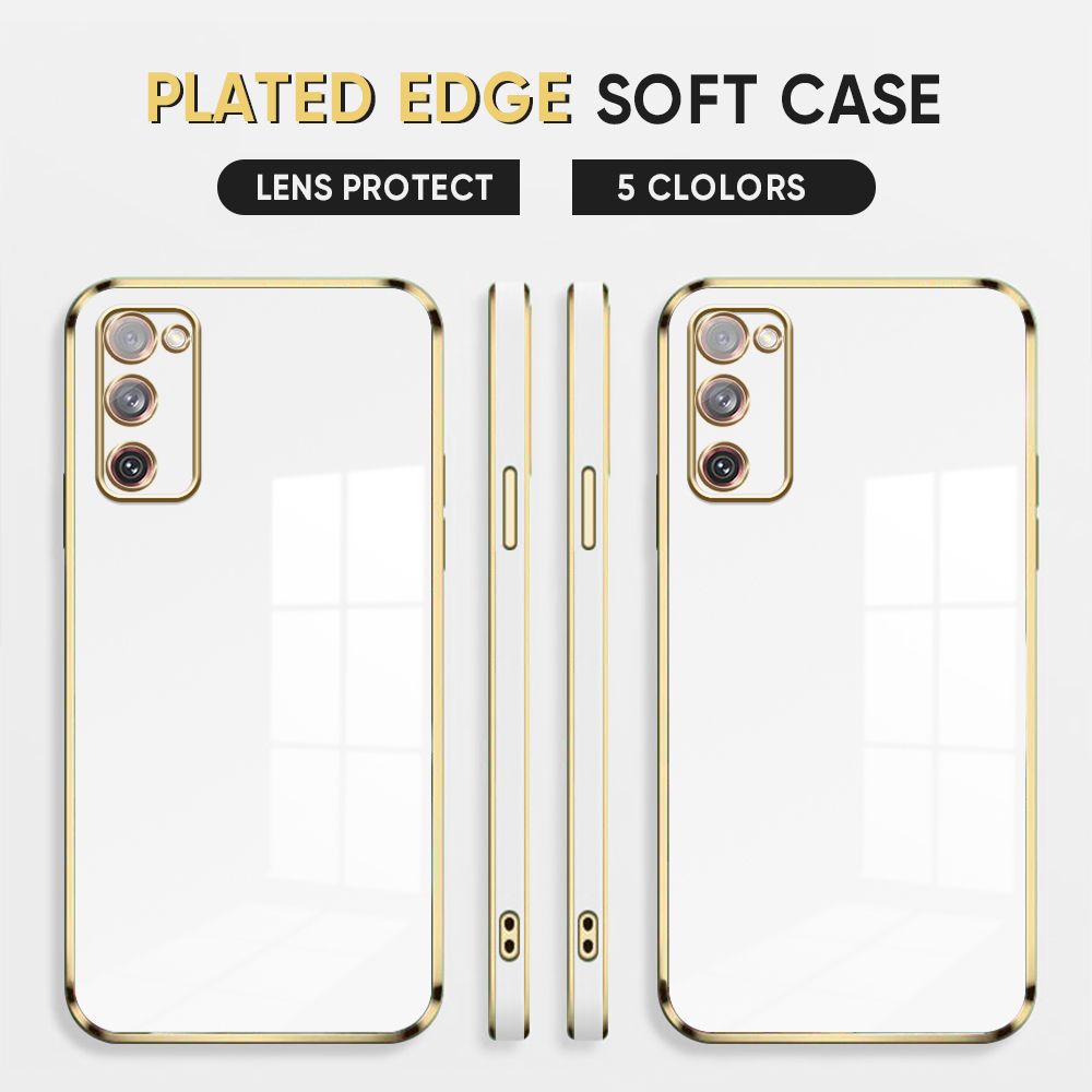 Luxury 6D Plating Case for Samsung Galaxy S20 FE 5G / 4G Back Cover Soft Silicone Square Frame Shiny Bling Phone Cases
