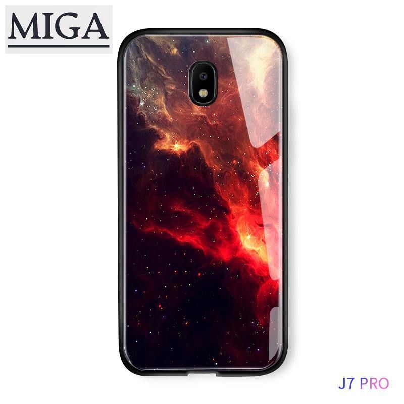 For Samsung Galaxy J7 Pro J7 2017 J730 Aurora Galaxy Space Sky Starry Gradient Casing Case Shockproof Tempered Glass Back Cover