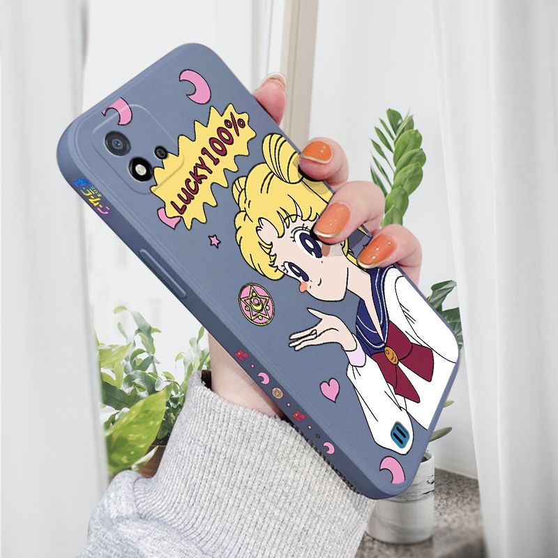 AMORVOR for Realme C20/C20A/C11 2021 Back Cover Anime Super Sailor Moon Side design Soft Case Liquid Silicone Phone Cases