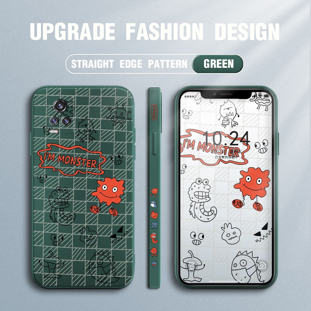 Jizetin for Vivo V20 Pro Case Side Design Phone Cover Printed Text “I Am Monster ” Cover Square Edge Pattern Liquid Silicone Trend Case