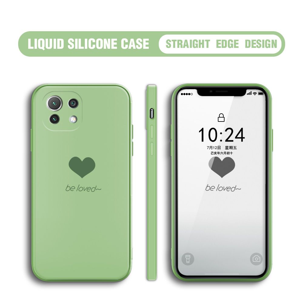Jizetin for Xiaomi 11 Lite 4G / 5G / 11 Lite 5G NE Back Cover Little Love Multicolor Liquid Silicone Phone Case Soft Square Lens Protection Phone Cases