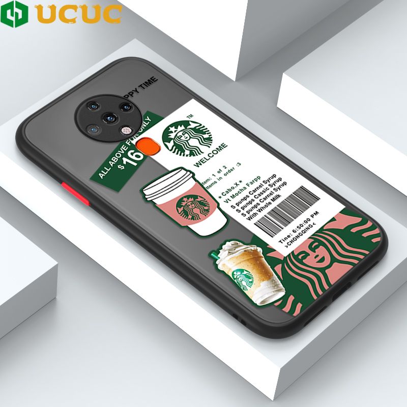 UCUC for Tecno Spark 6 Back Cover Fashion Sticker Frosted Transparent Hard Phone Case Thin Shockproof Full Cover Camera Protect Case