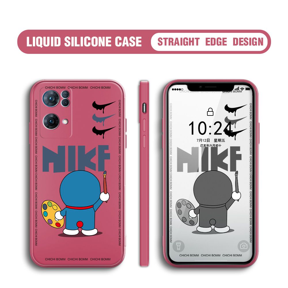 BILI for OPPO Reno7 Pro 5G Back Cover Cartoon Clown Multicolor Liquid Silicone Phone Case Soft Square Lens Protection Phone Cases