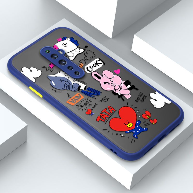 Jizetin for OPPO Reno 2Z Cover BTS Animation Image Soft Edge Frosted Transparent Phone Case