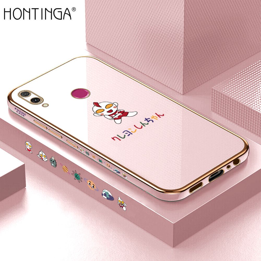 Hontinga for Huawei Y9 2019 Case Luxury 6D Plating Soft Casing Silicone Square Frame Phone Cover Shiny Bling Side Print Cartoon Childhood Memories Cases