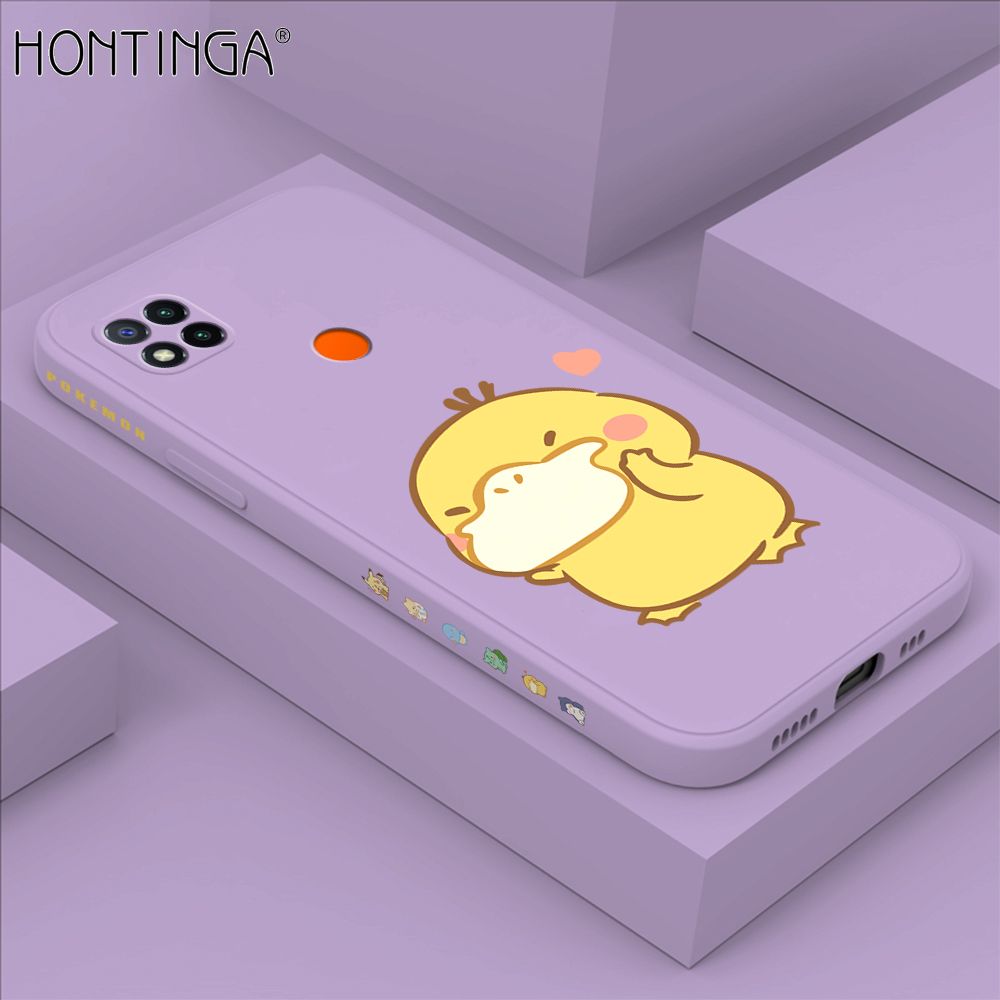 Hontinga for Redmi 9C / Redmi 10A Case Side Design Trendy Cartoon Sign Back Cover Soft Square Edge Pattern Liquid Silicone Phone Cases