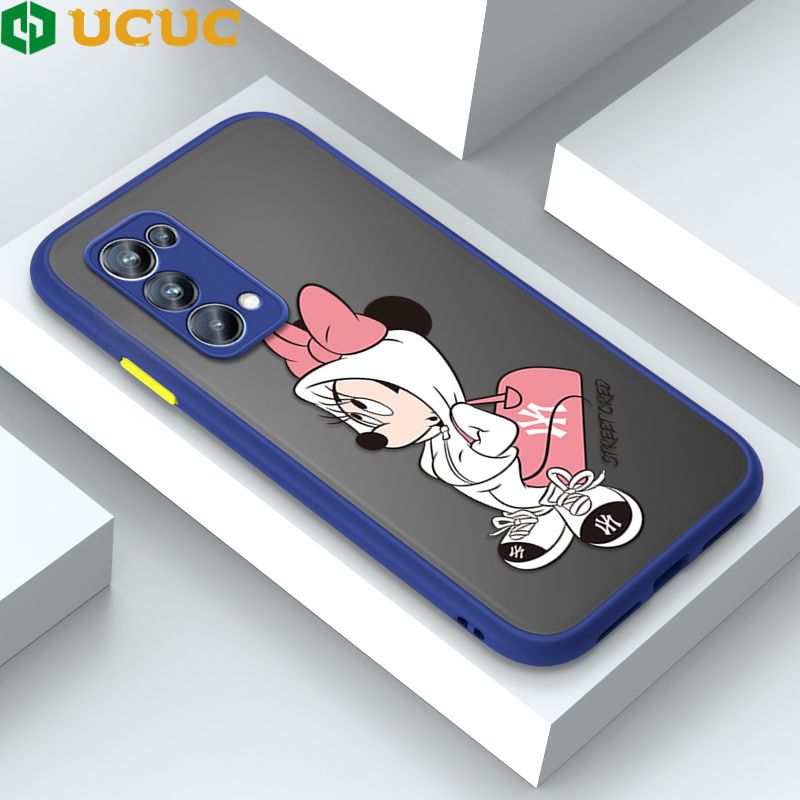 UCUC for OPPO Reno5 Pro 5G Back Cover Satchel Minnie Frosted Transparent Hard Phone Case Thin Shockproof Full Cover Camera Protect Case