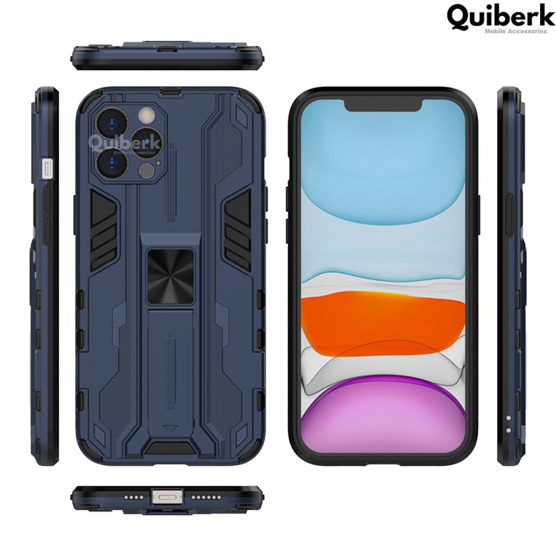Quiberk for Apple iPhone 13 Pro Max Camera Protection Stand Phone Case Shockproof Hard Matte Back Cover